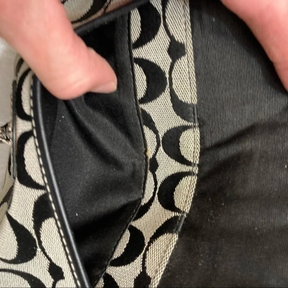 Coach black and gray signature c wristlet bag